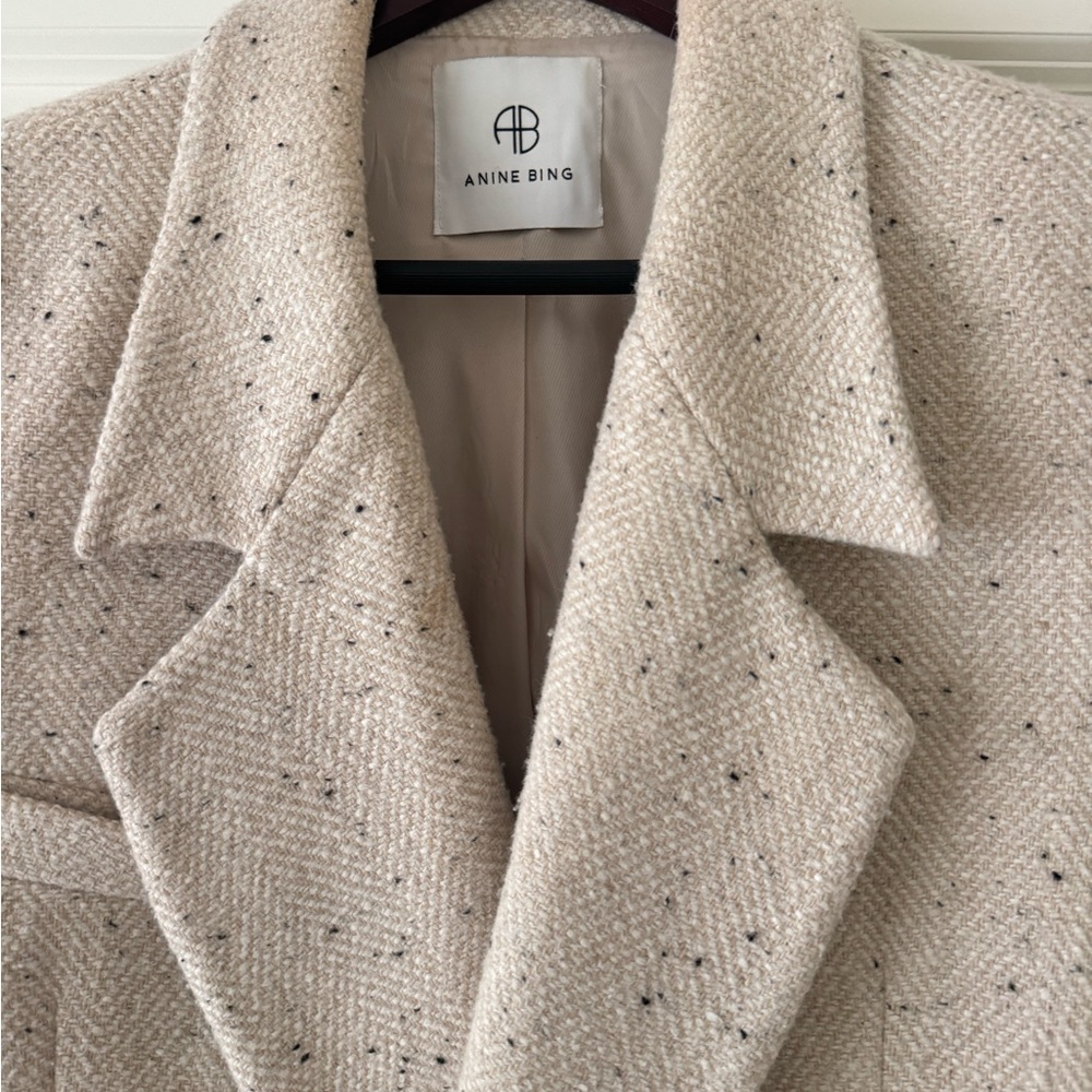 Anine Bing Speckled Cream Trench Coat